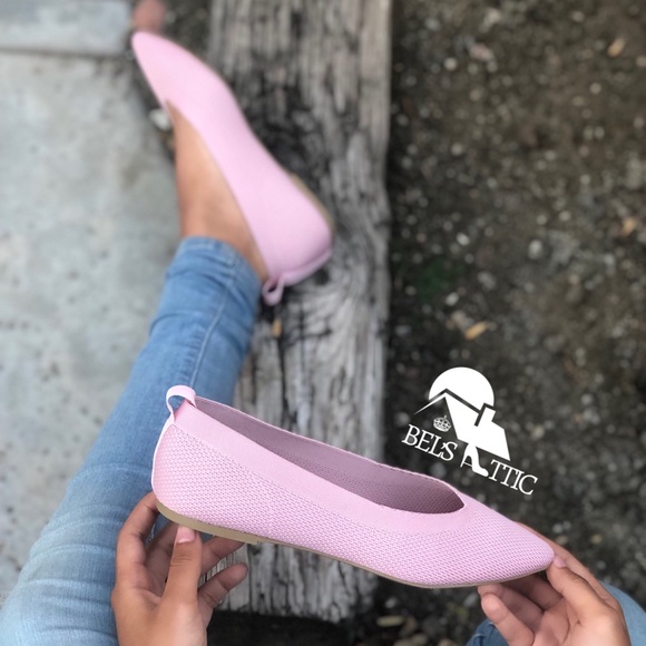 LAST1 Pointed Toe Knitted Fabric Ballerina Flats - Picture 5 of 8